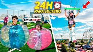 24 HORAS SIENDO UN PAPÁ SOLTERO EN UN PARQUE DE DIVERSIONES🤯🎢