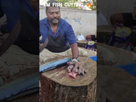 KASIMEDU 🔥 SPEED SELVAM KING SEER FISH CUTTING VIDEO #kasimeduselvam #speedselvamcutting #shortfeed