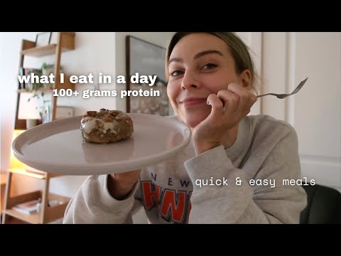 WHAT I EAT IN A DAY , QUICK MEALS, 100G PROTEIN + GROCERY HAUL
