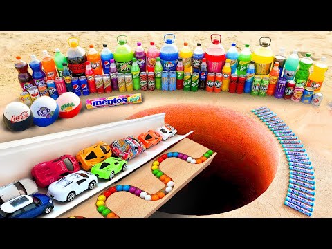 Marble Run Race in Rain Gutter ASMR Mentos and Coca Cola Experiment Underground Long Version