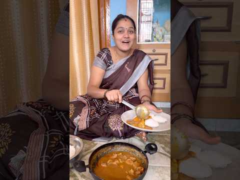 Eating Idli With Chicken 🐓 Sherwa | Sunday Special Breakfast #shorts #chickenrecipe