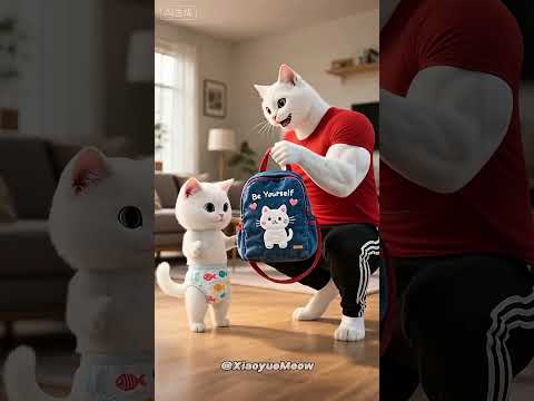 🐱🎒💗 Papa Cat Made a Bookbag