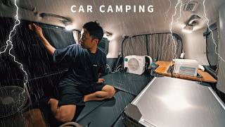[Car camping in the rain] Camping alone on a thundering night [DJI]