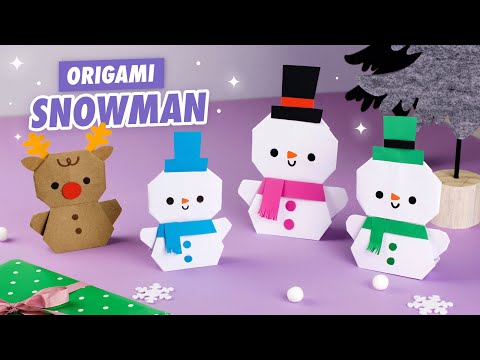 Оригами Снеговик из бумаги | Поделки на Новый год | Origami Paper Snowman