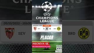 JOGOS DE HOJE CHAMPIONS LEAGUE |UEFA| LIGA DOS CAMPEÕES| 05/10/2022| PLACAR #shorts #championsleague