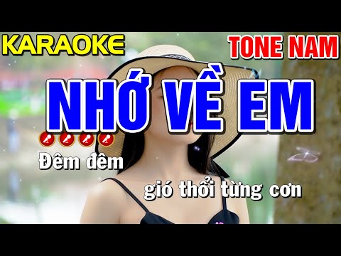 ✔ NHỚ VỀ EM Karaoke Nhạc Sống Tone Nam ( BEAT 2023 ) ► Bến Tình Karaoke