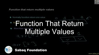 Function That Return Multiple Values