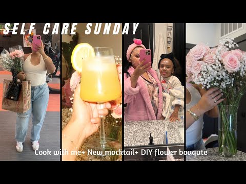 SELF CARE SUNDAY VLOG| Mommy& me face masks + DIY flower bouquet+ New mocktail+ cook with me