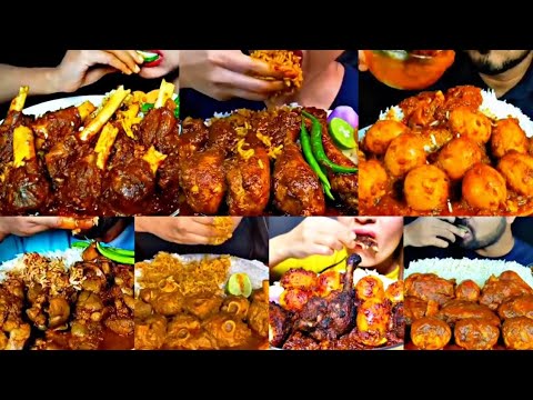 ASMR EATING SPICY CHICKEN CURRY, MUTTON BIRYANI, BIRYANI, EGGS | INDIAN FOOD MUKBANG |Foodie India|