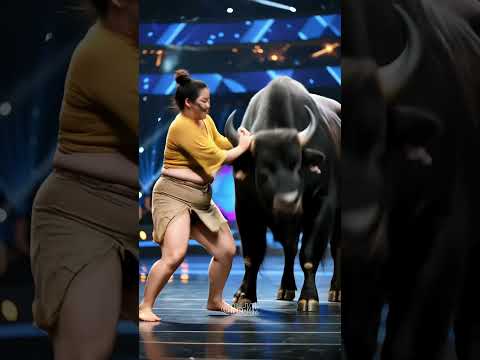 Unstable Dance of a Cute Girl and a Crazy Buffalo 🔥🐃