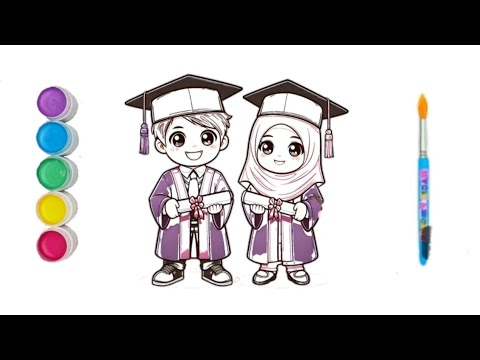 Menggambar melukis mewarnai anak anak bersekolah, belajar menggambar mudah untuk anak tk & paud