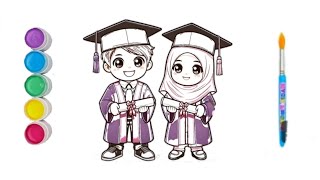 Menggambar melukis mewarnai anak anak bersekolah, belajar menggambar mudah untuk anak tk & paud