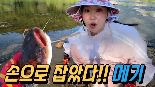 손 만 넣으면 메기가 잡히는 곳이 있다니!?