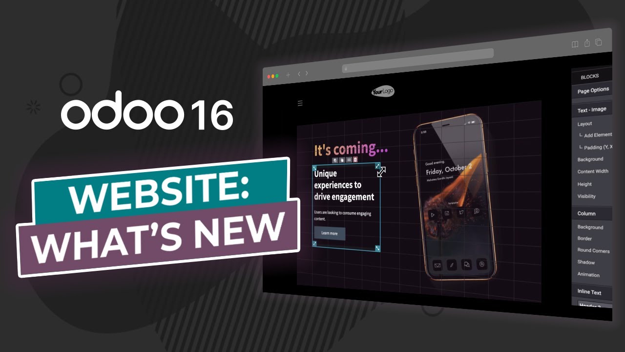 Odoo 16 Website: What's new? | 10/17/2022

Discover the new features that Odoo 16 brought to Odoo Website, an even better version of the best builder designed to help you ...