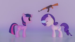 Twilight Sparkle and Rarity Shooting Each Other
