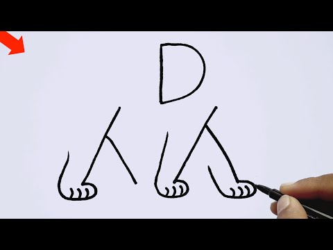 How To Draw A Dog Using Letter DYY l Step By Step l Easy Drawing For Beginners l Easy Dog Art