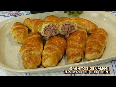 CACHITOS DE JAMÓN CON MASA DE HOJALDRE Fáciles y Rápidos de Hacer  Una Delicia