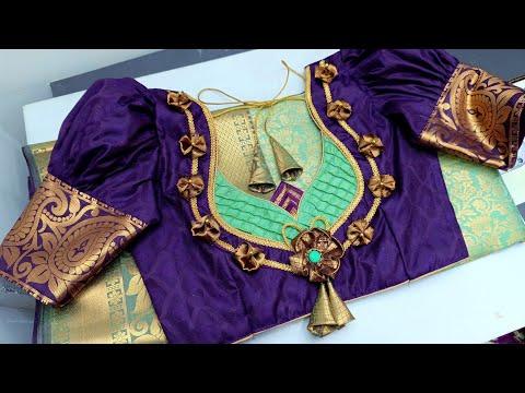 Pattu saree Back neck designer blouse | Latest model blouse gala design stitching |