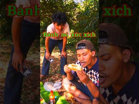 Bánh mì xúc xích trong rừng. #shorts #haihuoc