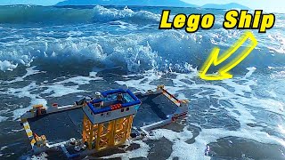 Lego Ship against Tsunami Waves 4K #lego #ship #tsunami