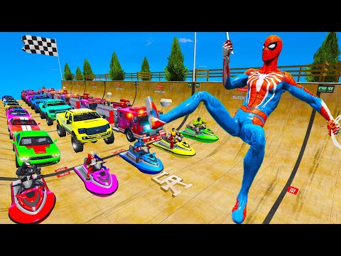 Relay Cars ocean parkour challenge change Cars mod Dodge STR Audi GTA 5 Off-Road Jet Ski Fire Truck
