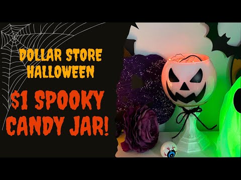 DIY Spooky Halloween Candy Jar | $1 Dollar Store Hack for Cheap Halloween Decor