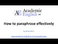 Paraphrasing Techniques and Tools