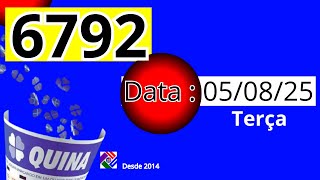 Quina 6792 - Resultado 8a Quina de Hoje Concurso 6792