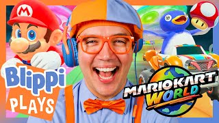 Can I Win a Race in Mario Kart World? 🏆🏁 Blippi Plays Mario Kart World