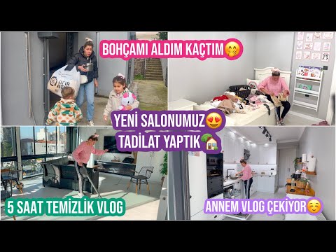 YENİ SALONUMUZ😍TADİLAT YAPTIK🏡BOHÇAMI ALDIM KAÇTIM🤭5 SAAT TEMİZLİK VLOG