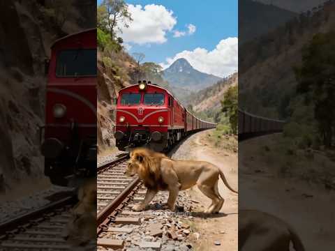 A lion blocked the road and forced a train to stop. The truth behind it is touching.#rescue