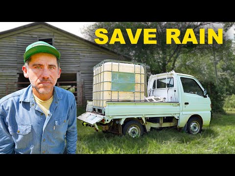 Saving Rain with IBC Tote from an Abandoned Barn Roof
