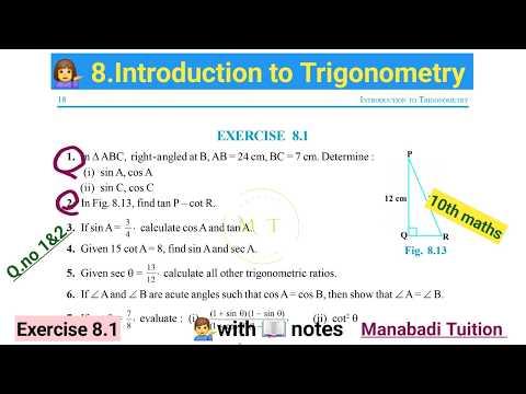 10th class math| Chapter 8| Introduction to trigonometry| Exercise 8.1| Q no 1&2| CBSE|NCERT|