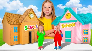 ناستيا وأصدقاؤها يلعبون مدرسة الكرتون مقابل المدرسة الفلافي