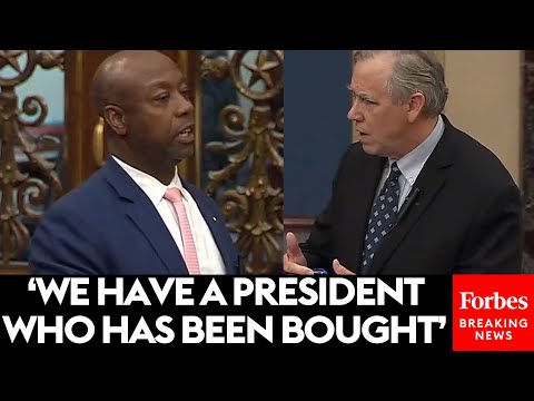 YouTube video thumbnail: Tim Scott Blocks Jeff Merkley's Bill To Ban Trump's Personal Crypto Dealings With Foreign States