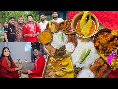 রণজিৎ এর বিবাহ পর্ব আশীর্বাদে মটন কষা সর্ষে ইলিশ তোপসে ফ্রাই | Lyadhkhor Foodie Wedding  Blessings 