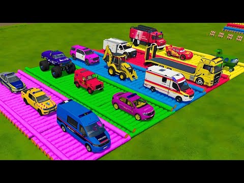 I TRANSPORTING ALL POLICE CARS & MOTORCYCLES WITH BIG TRUCKS! Farming Simulator 22