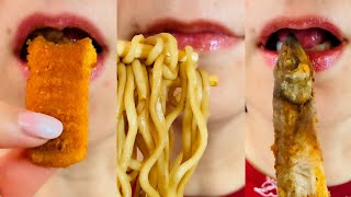 asmr SPICY KOREAN NOODLES, FRIED FISH AND FISH STICKS eating sounds food mukbang