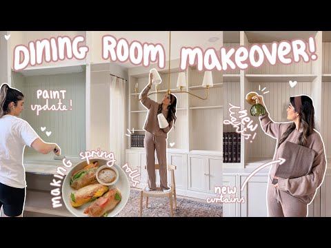 DINING ROOM MAKEOVER! final bookshelf reveal, decorating + making spring rolls👩🏻‍🍳