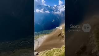 People Fall from a Cliff, very Scary 😨 #funny #soralife #ai #automobile #blackpantherattitude