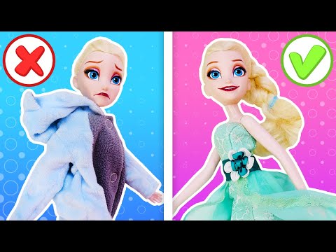 Perché Elsa è giù di umore? Le bambole Elsa e Anna si preparano per una festa🎄Video con le bambole