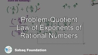 Problem-Quotient Law of Exponents of Rational Numbers