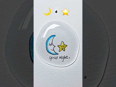 Easy drawing moon star but in water good night kids art #kids #moon #star #goodnight #easydrawing