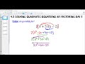 Solving Quadratics by Factoring: Day 1 Challenge
