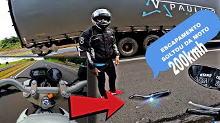 DEU RUIM 200kmh. ESCAPAMENTO VOOU DA MOTO