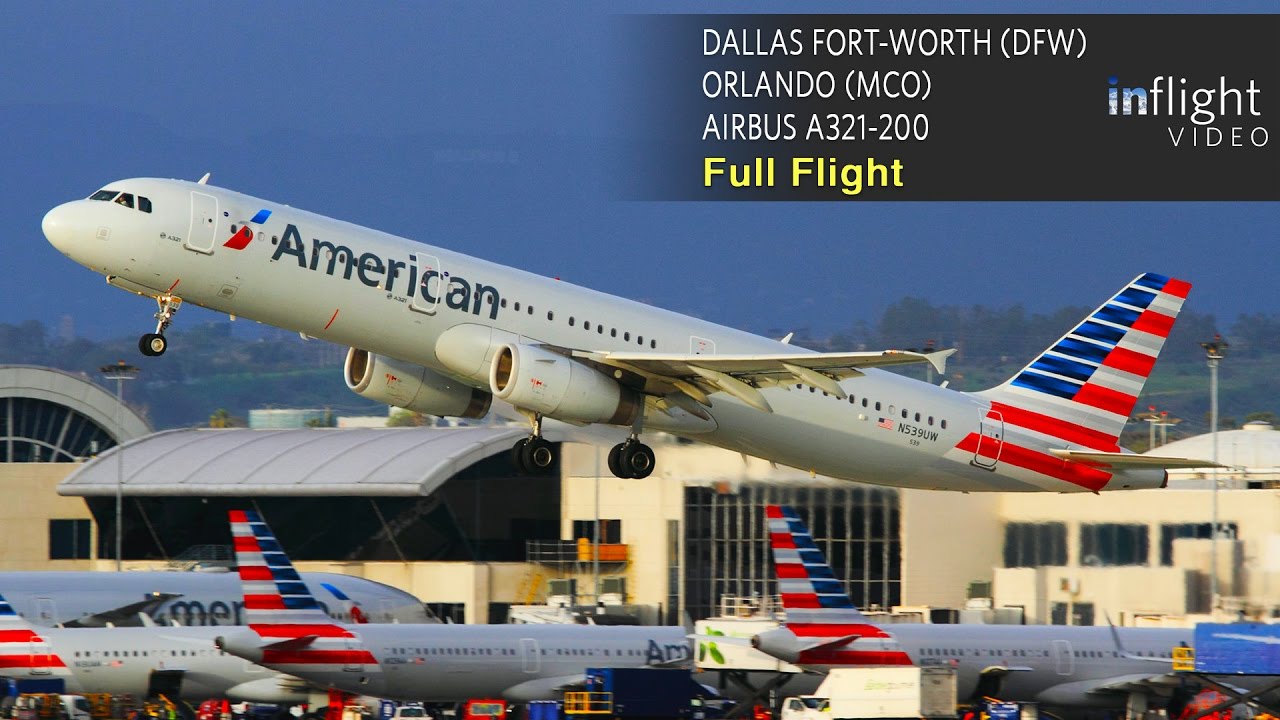 American Airlines Full Flight Dallas Ft Worth to Orlando Airbus A321 (with ATC)
