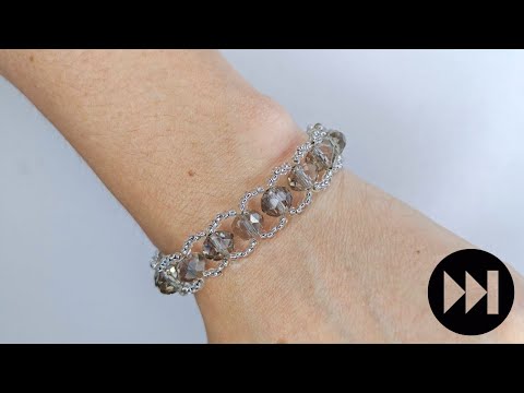 Pulsera cristal rondel y mostacillas en versión rápida