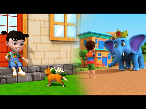 Hathi Raja & Billi Mausi Billi Mausi | हाथी राजा और बिल्ली मौसी बिल्ली मौसी | 3d Kids Rhymes | Poems