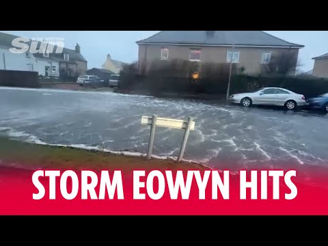 Storm Eowyn batters Scotland's west coast with streets flooded in Troon