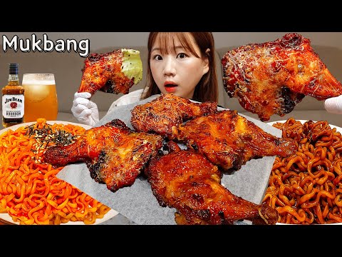🍗요즘 핫한 굽네치킨 장각구이+하이볼 먹방🥃 내돈내산 굽네장각구이에 짜파게티,불닭 조합?!😎 CHICKEN MUKBANG ASMR EATINGSHOW REALSOUND